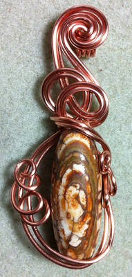 Swirl copper wire-woven dyed agate penda