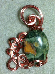 Swirl copper wire-woven rainforest jasper