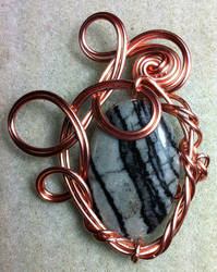 Swirl copper wire-woven Picasso jasper pendant