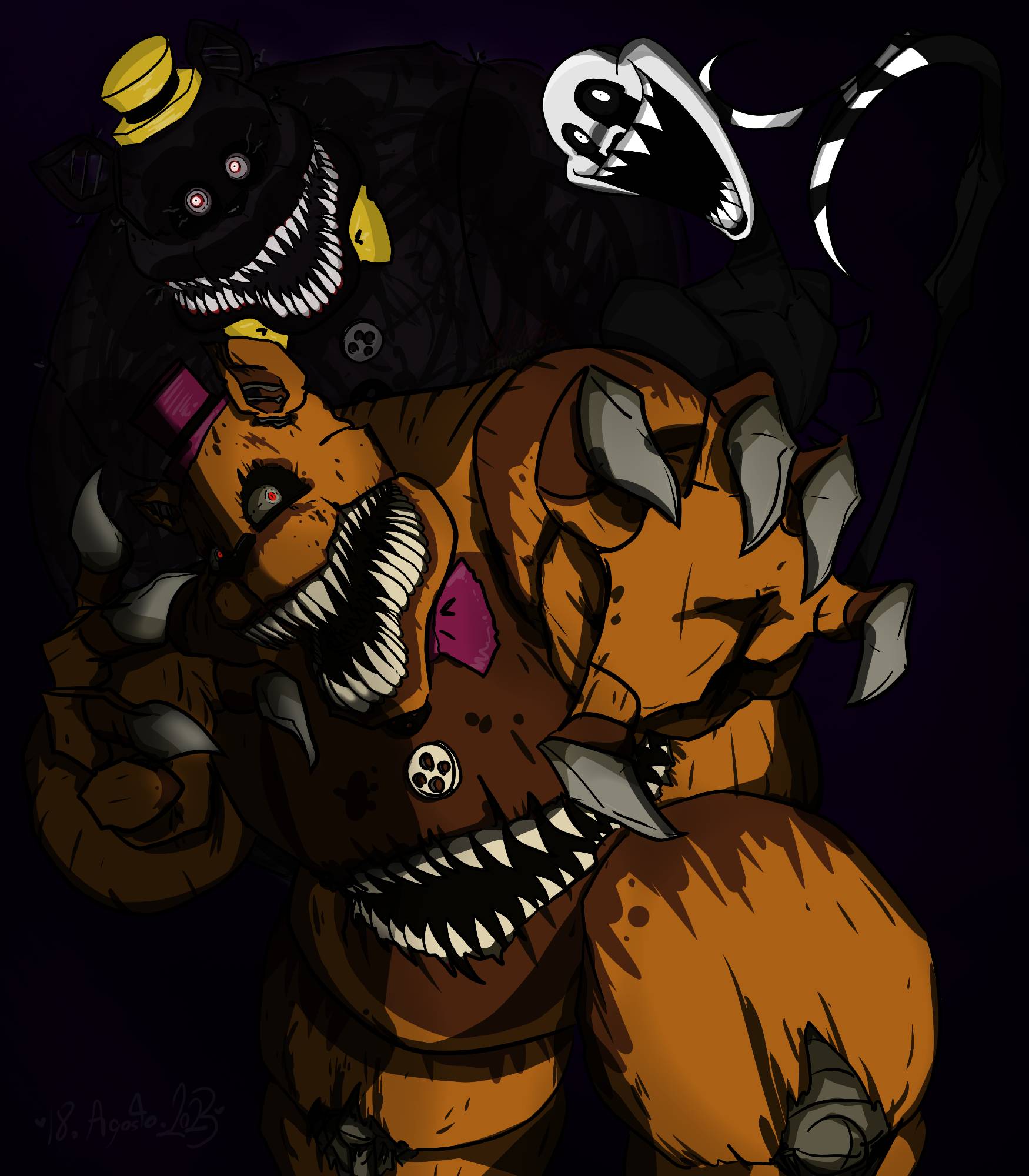 Nightmare Foxy and Nightmare Fredbear Cosplay by brnnightmare on DeviantArt