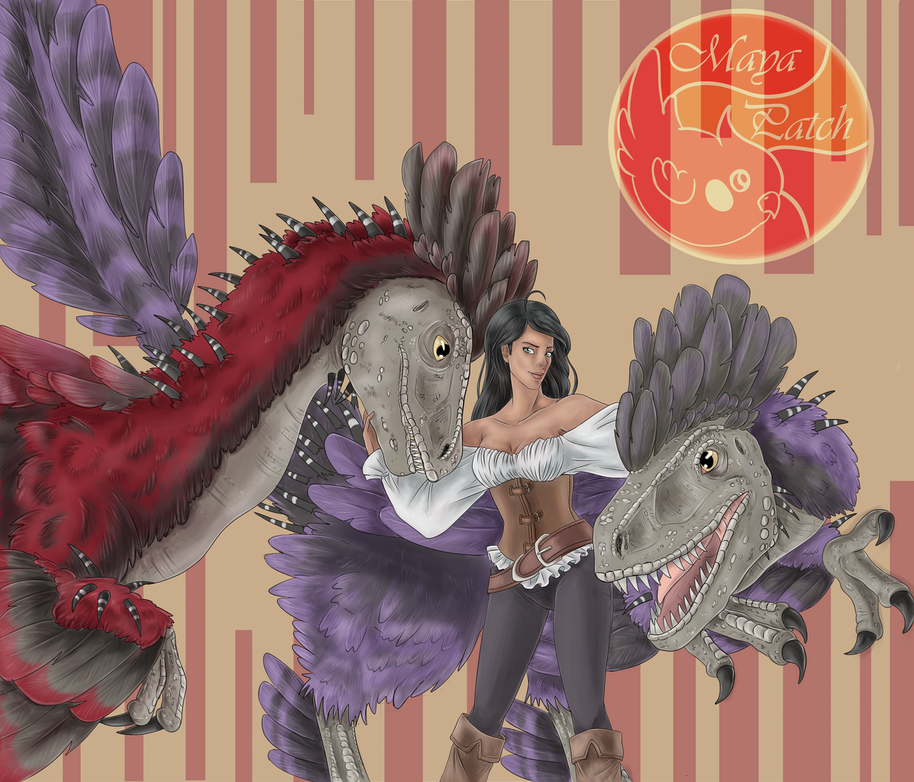 Ark] Giselle and her Deinonychus by MayaPatch on DeviantArt