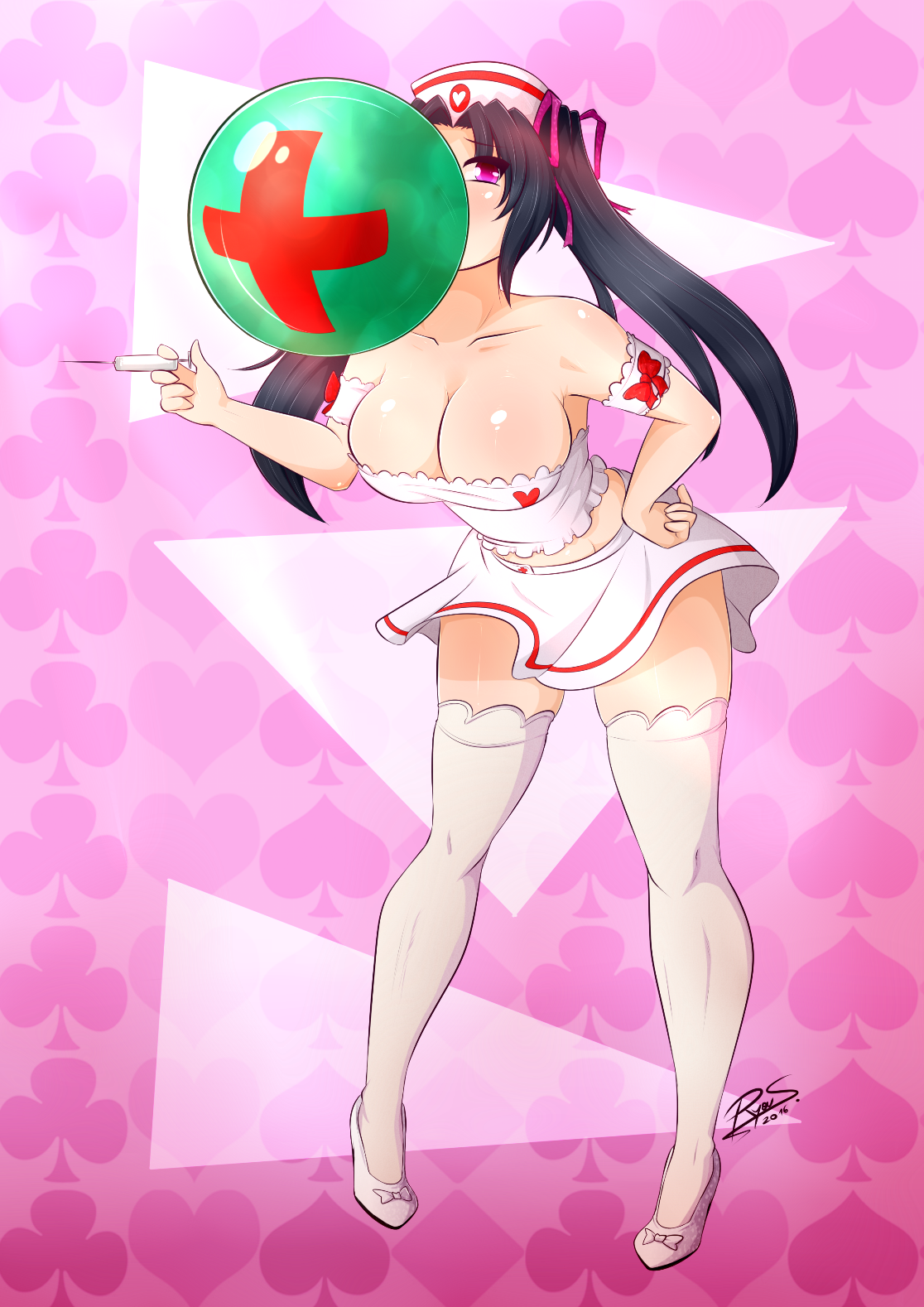 Serafall as nurse blowing balloon by RyouSakai