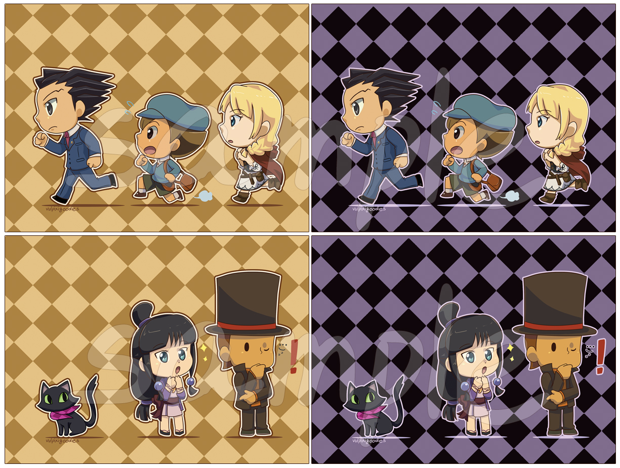 Main Characters Art - Professor Layton vs. Phoenix Wright: Ace