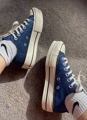 Converse blue glitter platform