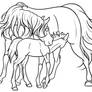 Mare and Foal - lineart