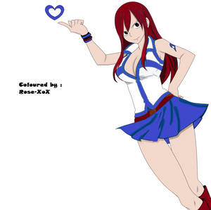 Coloured Lineart Erza in Lucy's clothes