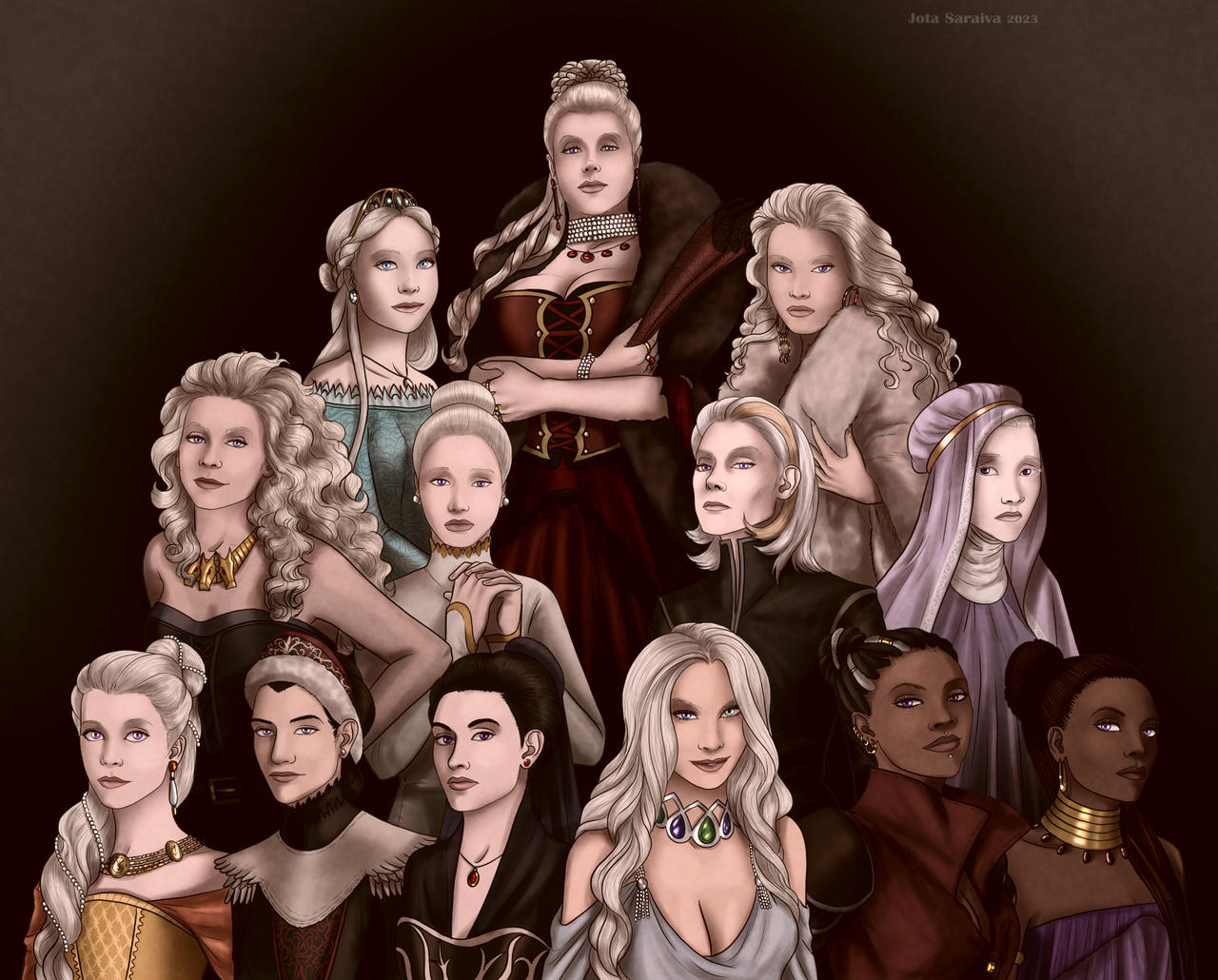 Rhaenyra Targaryen with her descendants by JotaSaraiva on DeviantArt