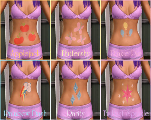 Sims 3 Cutie Mark Tattoos - Mane Six