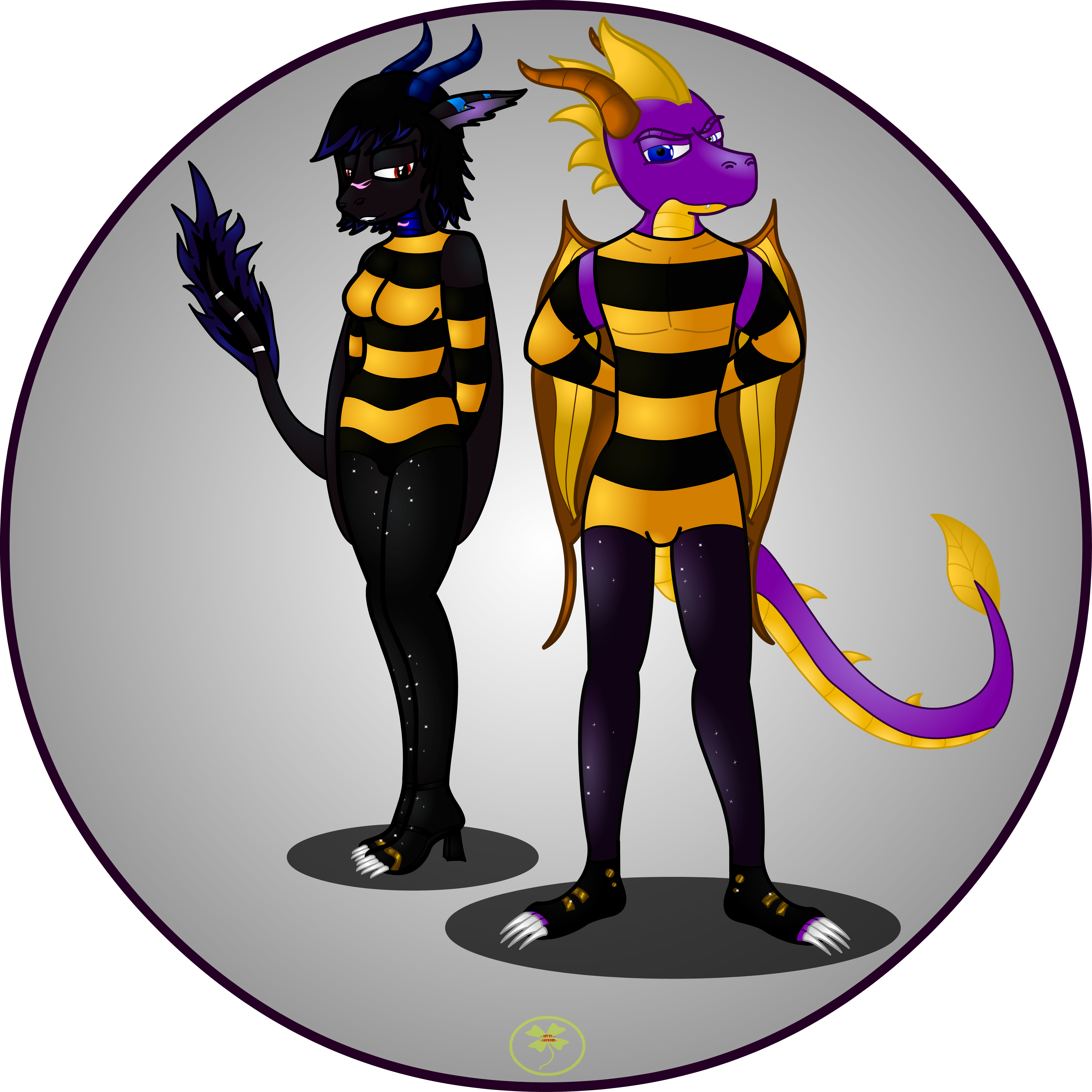 Spyro and Draga in bee costumes