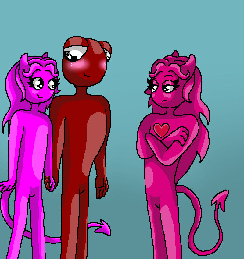 Two Sisters And A Red (Rainbow Friends) by DarkDragonDeception on