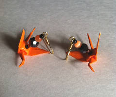 Hallowe'en Origami Crane Earrings