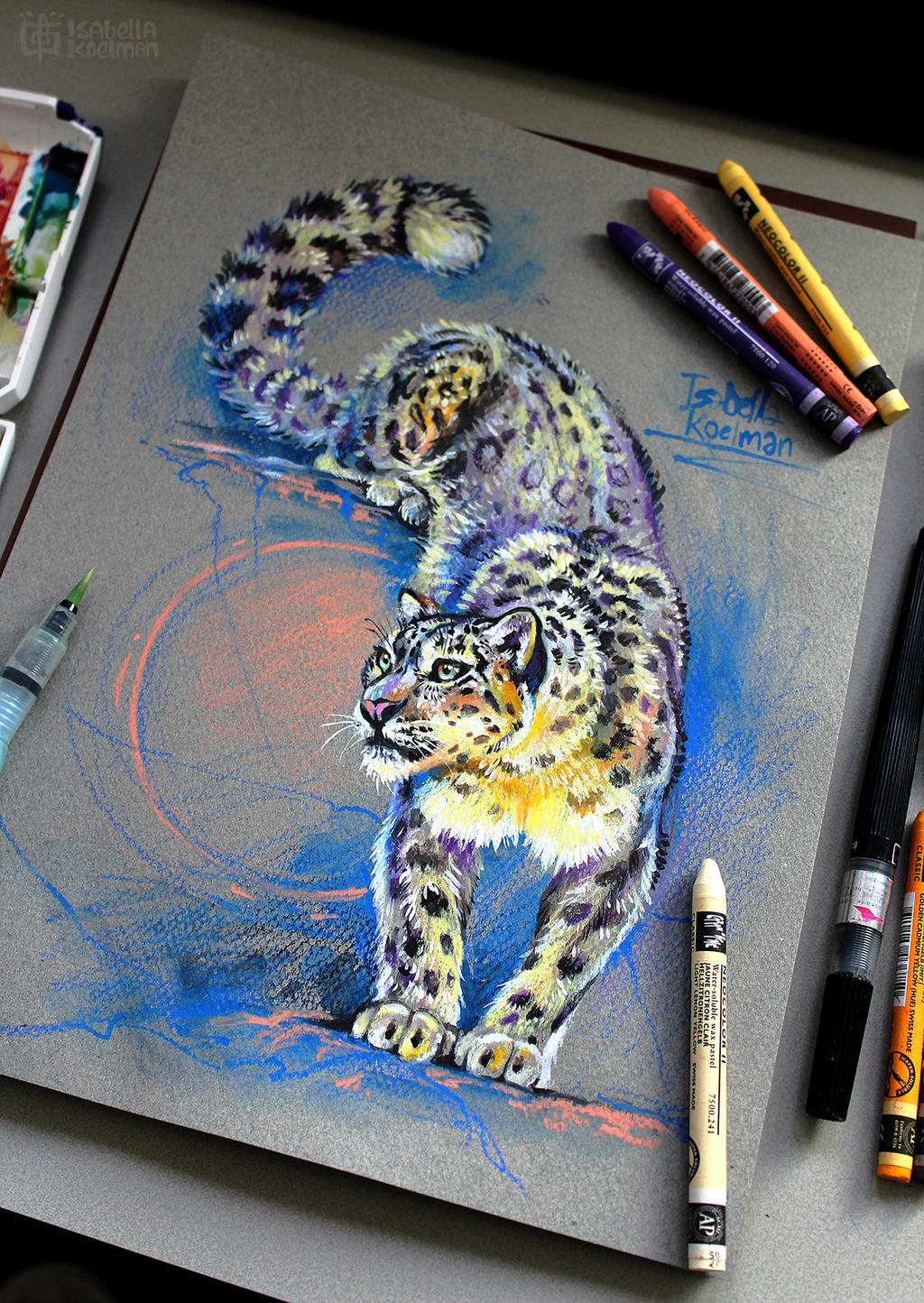 Pastel snow leopard