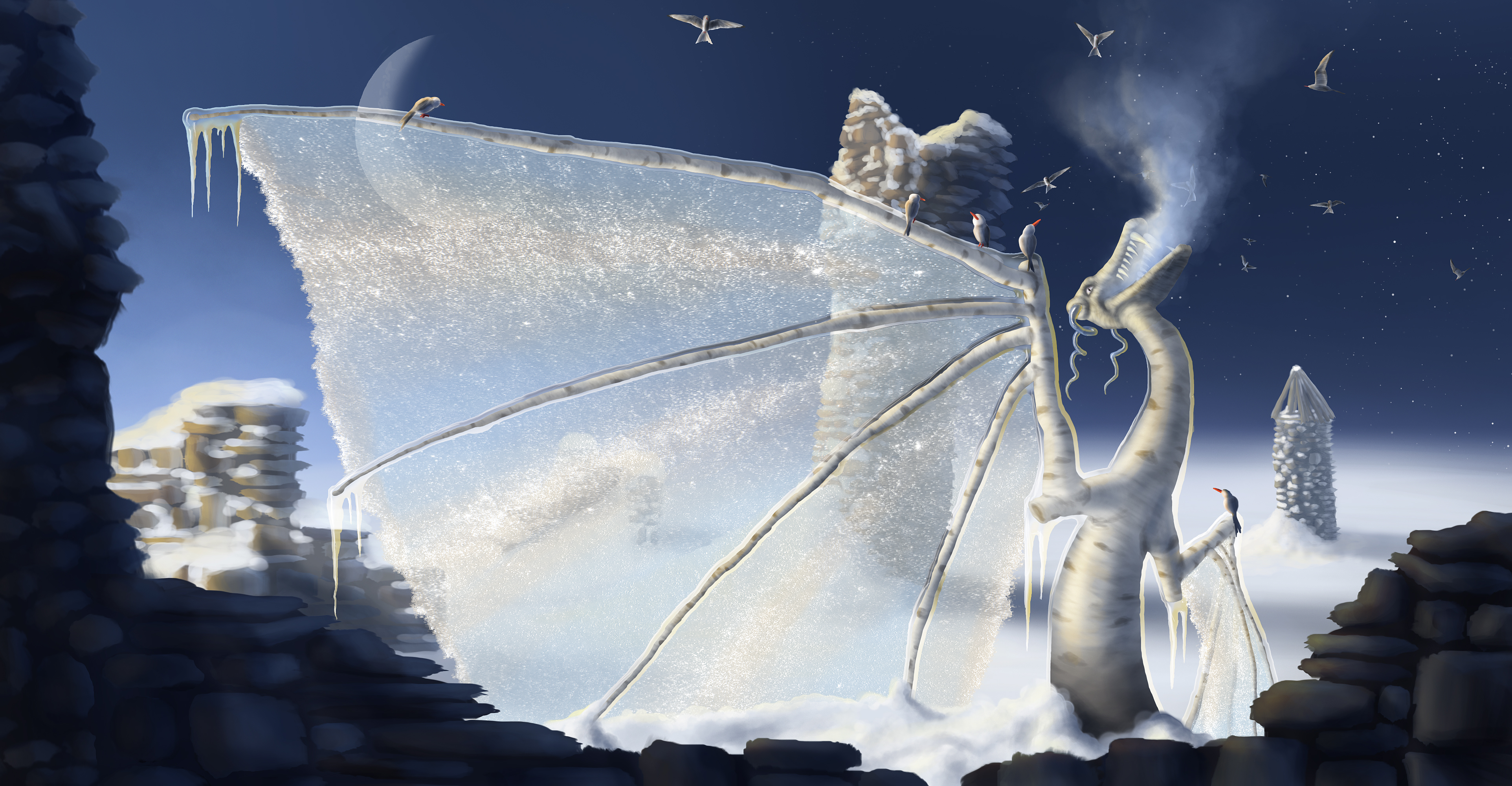 Летящий зимний дракон