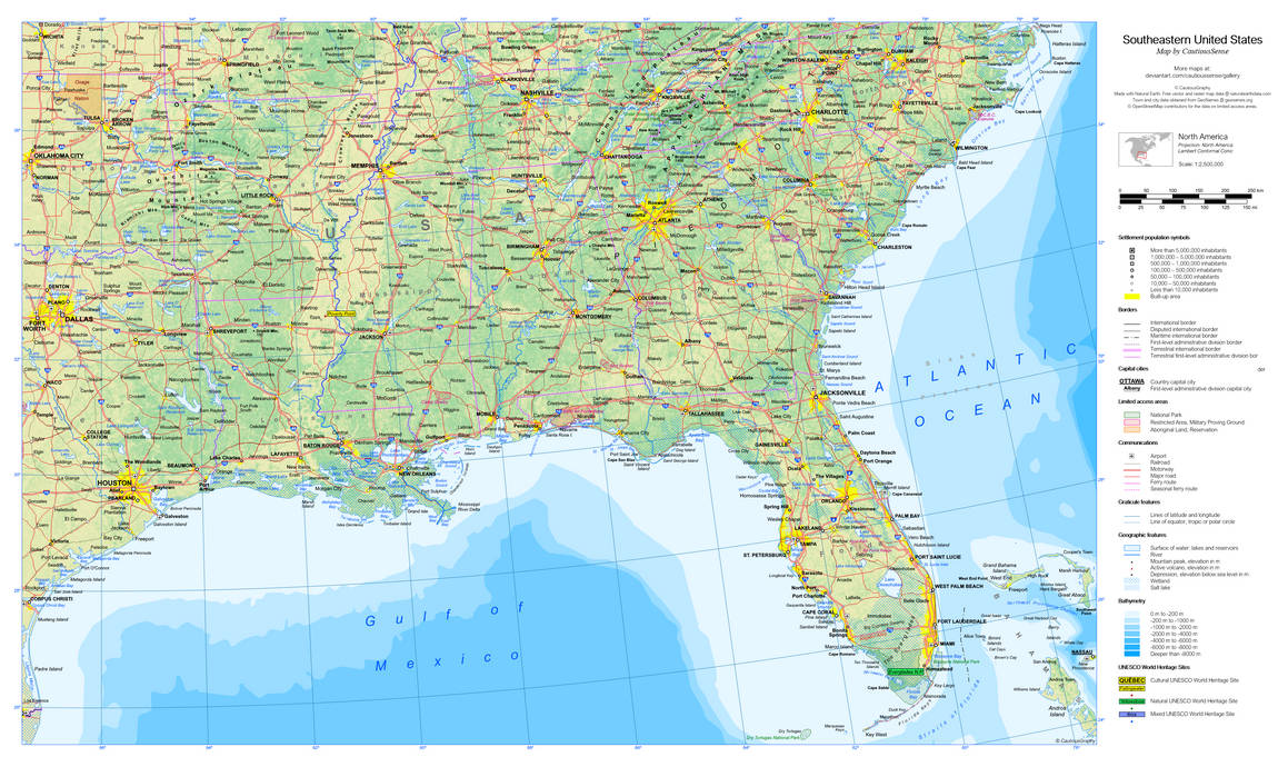 a detailed map of the southeastern united states by cautioussense on deviantart