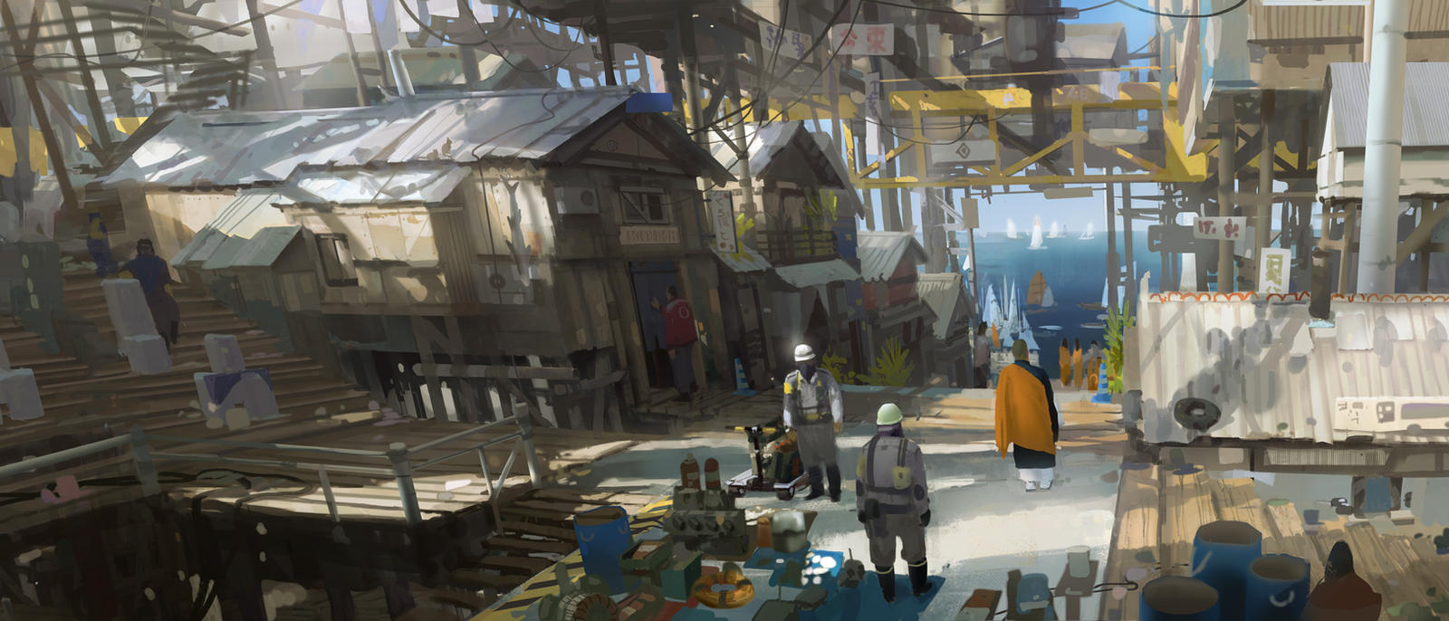 Fishermen Village, end of the century. by Kurobot