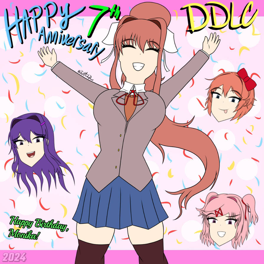 Ddlc Rigs 7th Anniversary for DDLC! (Happy B-Day, Monika) by JustAndyDraws on ...