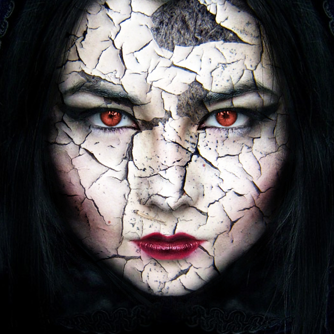 Halloween cracked face portrait