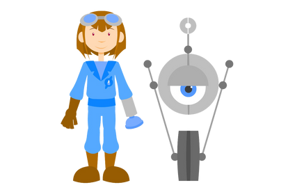 Girl and Round Robot