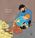 Tintin and Alph-Art - Haddock Holds Tintin by Katy133