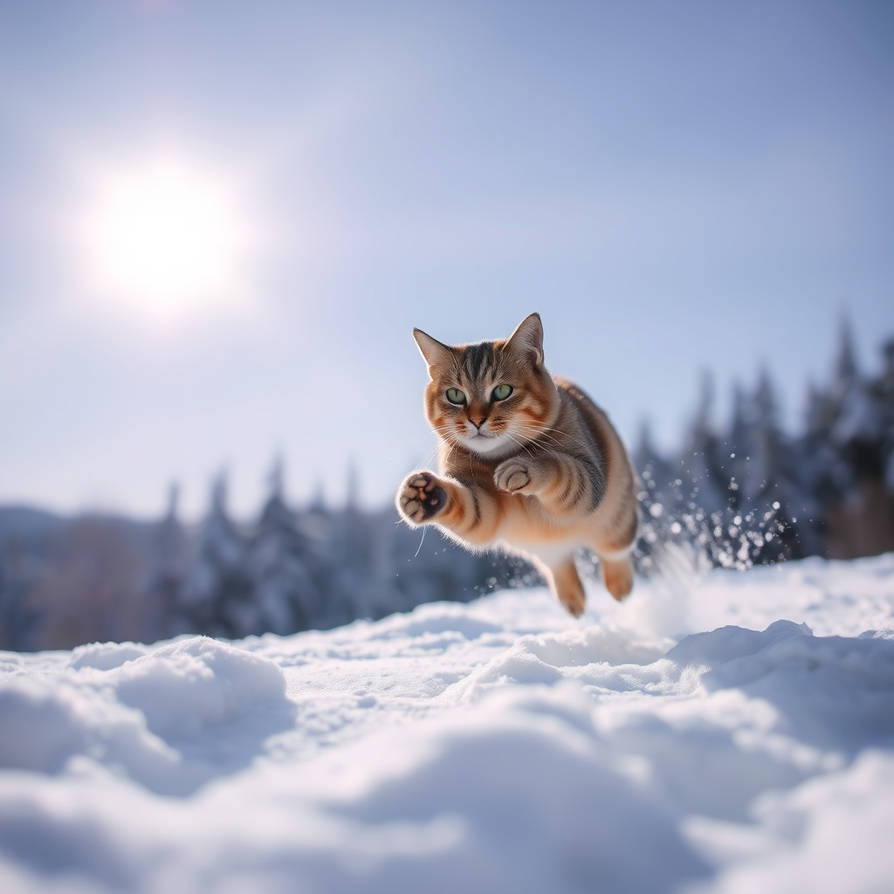 Cat Romping In Snow A Cat Jumping In The Snow by Hoppeth on DeviantArt