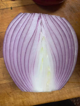 Onions in half