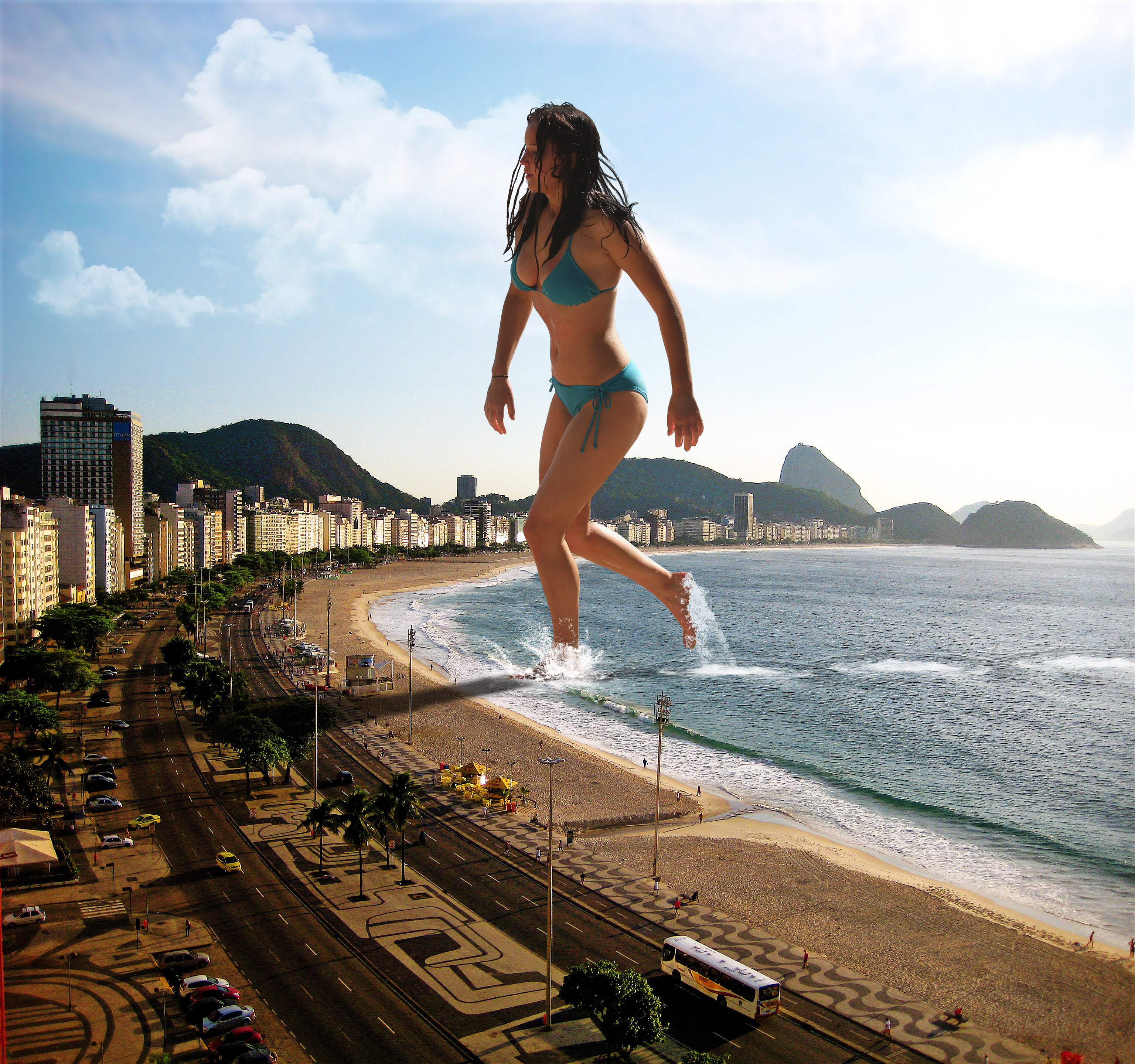 Jennifer Lawrence coming ashore in Rio De Janeiro