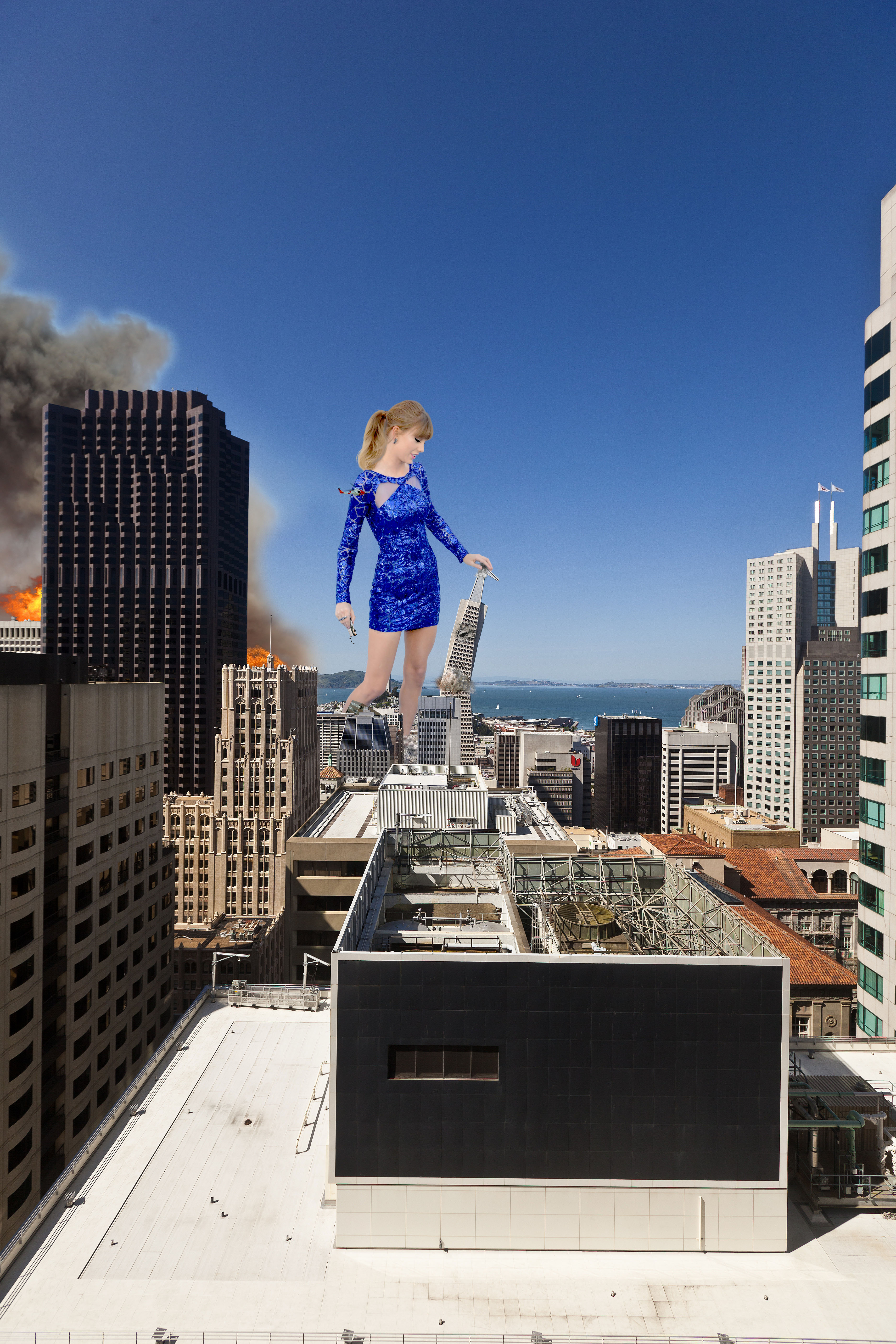 Giant Taylor Swift pulverizing San Francisco