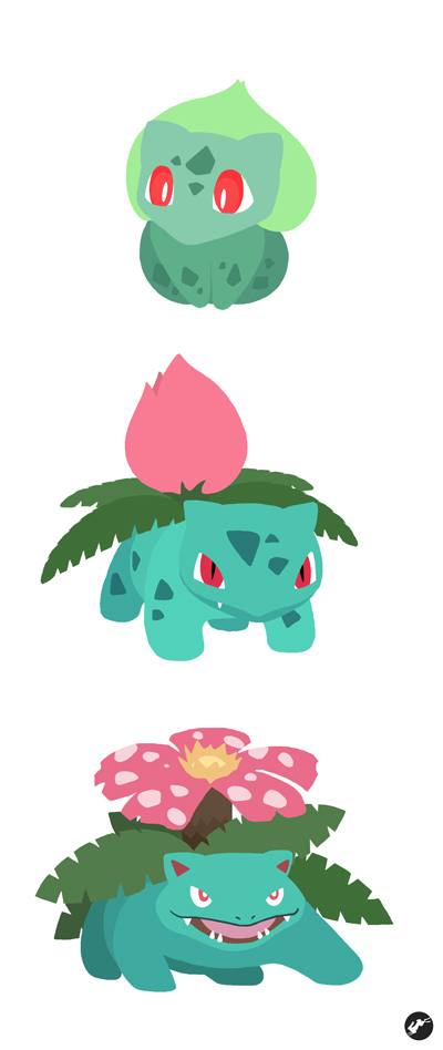 Bulbasaur, Ivysaur and Venusaur