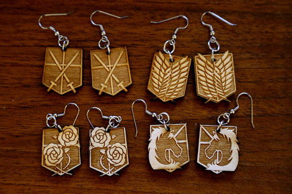 -Etsy- Attack on Titan Insignia Earrings