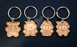 8bit Pokemon Keychains - Charmander/Oak/Ash/Gary