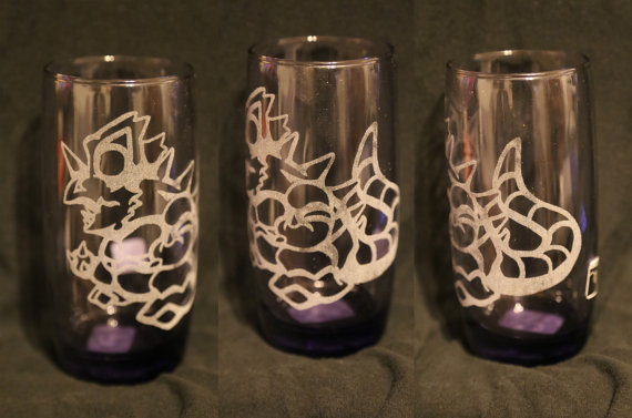 -Etsy- Purple Laser Engraved Nidoking Glass