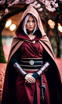 Sakura Haruno Jedi with brown cloak with hood and 