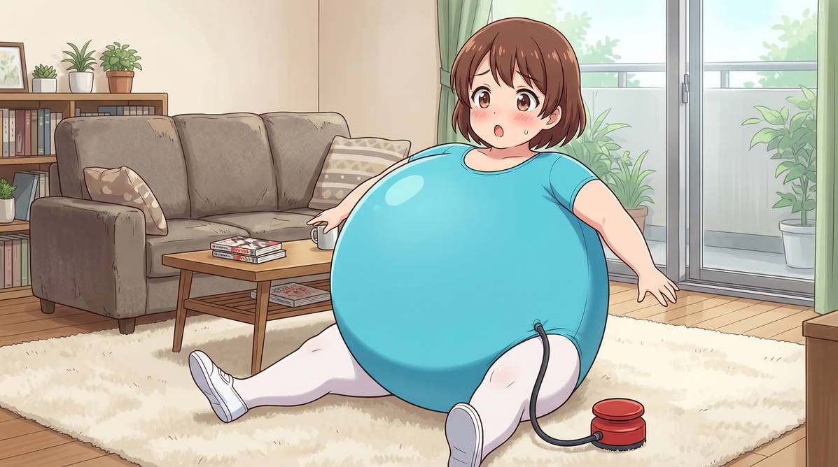 Big Rou Girl in cyan blue leotard inflating like a big rou by dawson20151 on ...