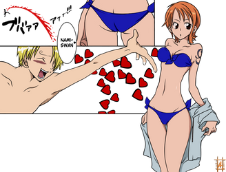 Nami and Sanji - colored version by Urube