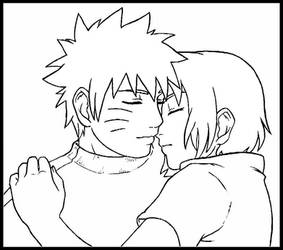 NaruSaku Lineart +Cuddle+