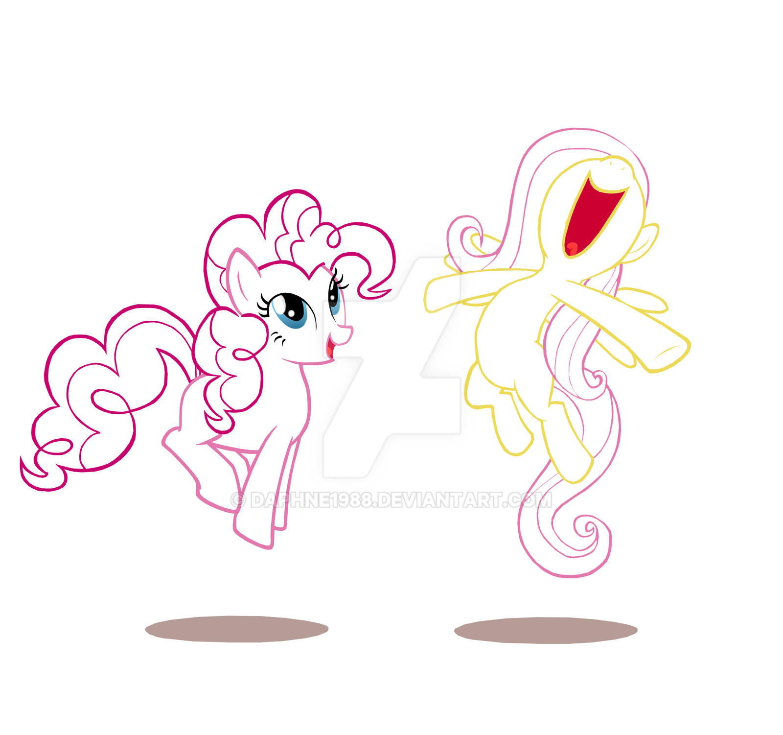 Pinkie and Fluttershy Line-Art :)