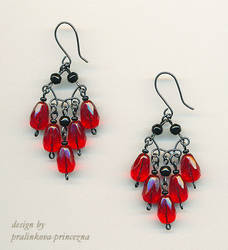 Red waterfall earrings
