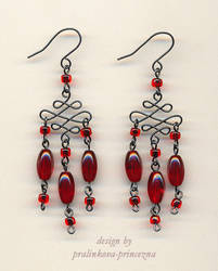 Red evening earrings