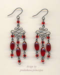 Red evening earrings by pralinkova-princezna