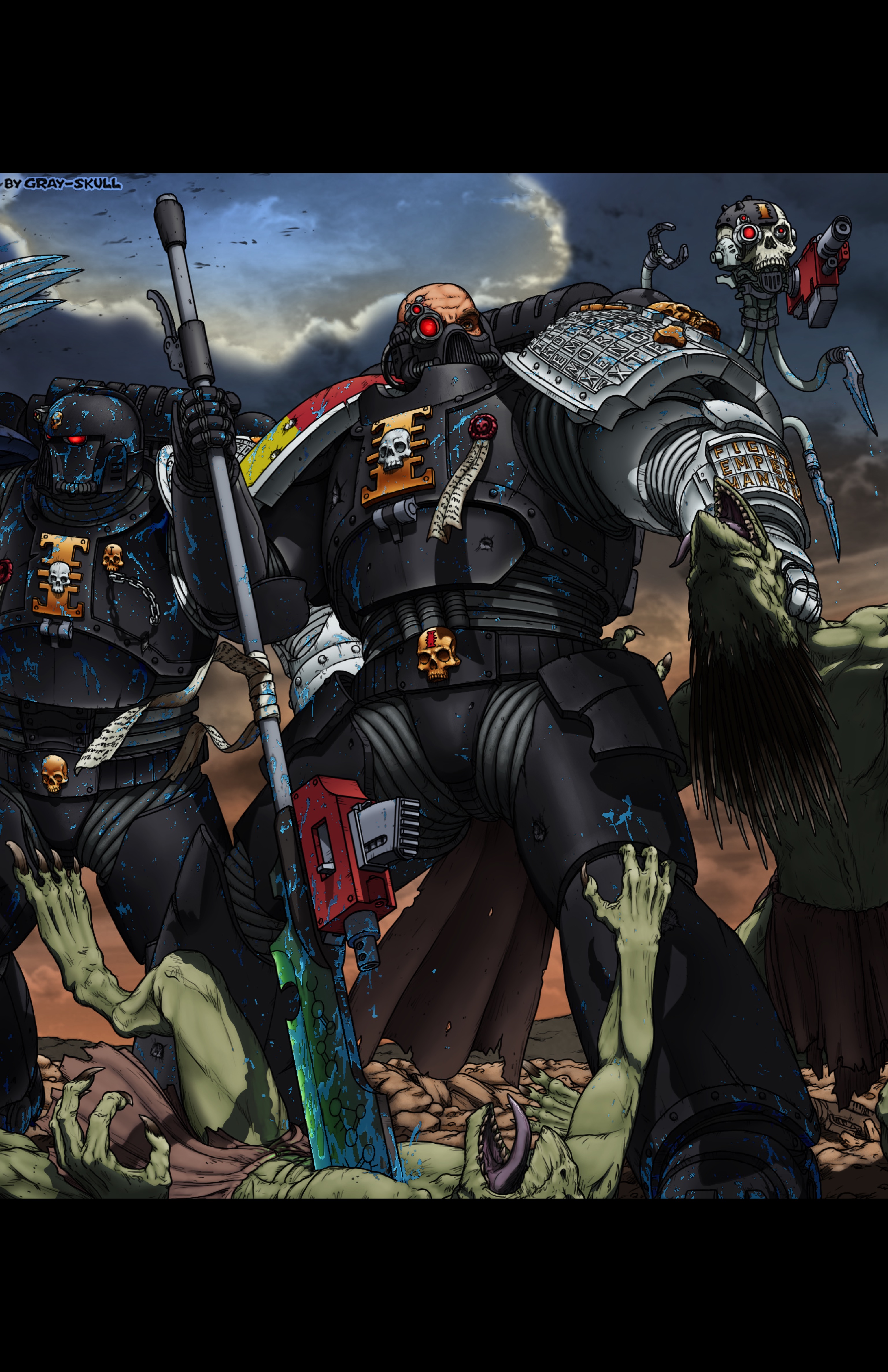 Deathwatch Collaboration with Gray Skull (color) by GaryPahls on DeviantArt