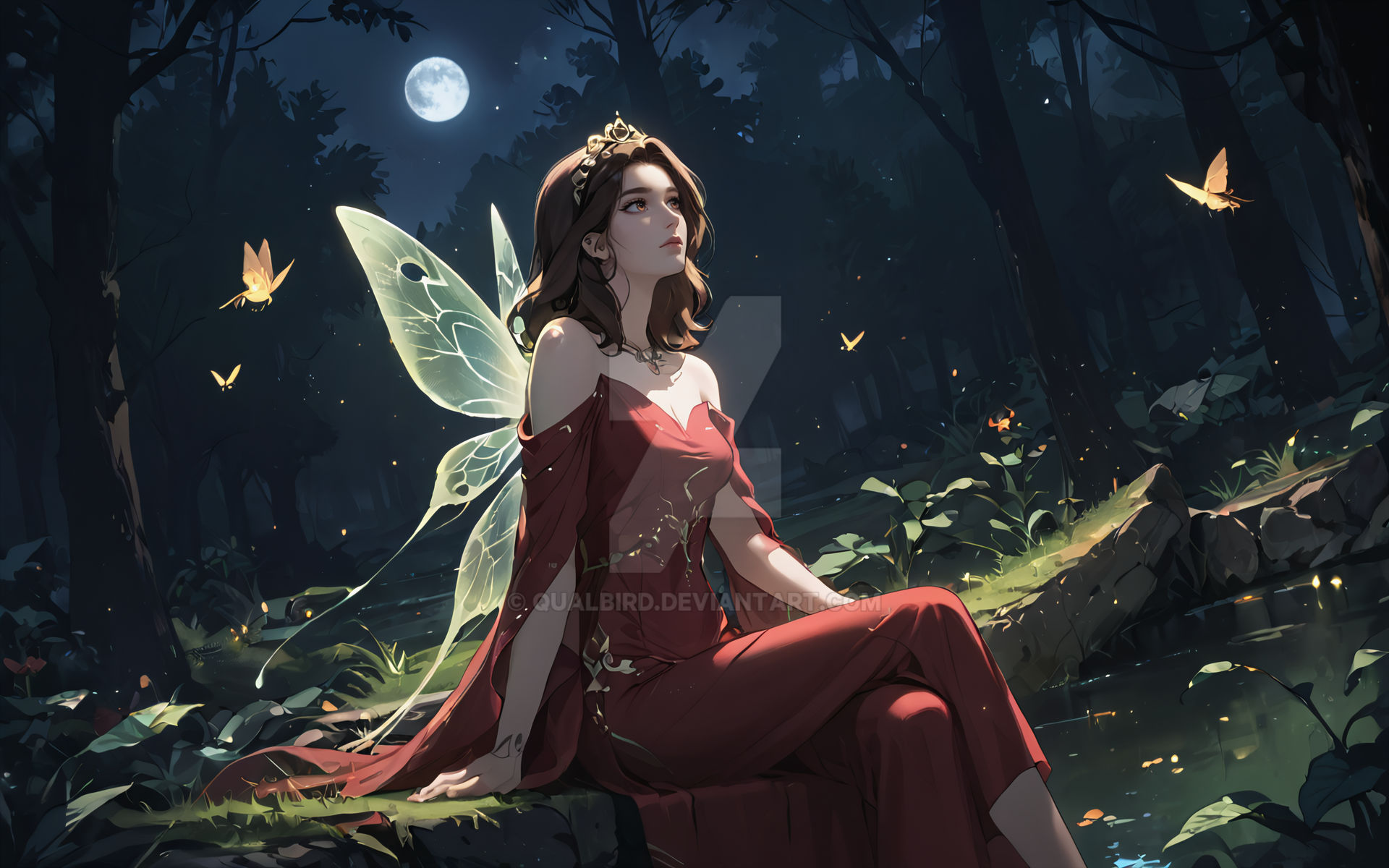 Moon Reverie Deep in the Wood : Full moon Reverie by QualBird on DeviantArt