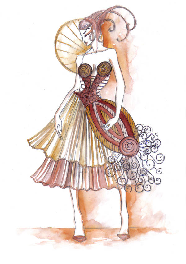 fashion sketch floral II by Inese