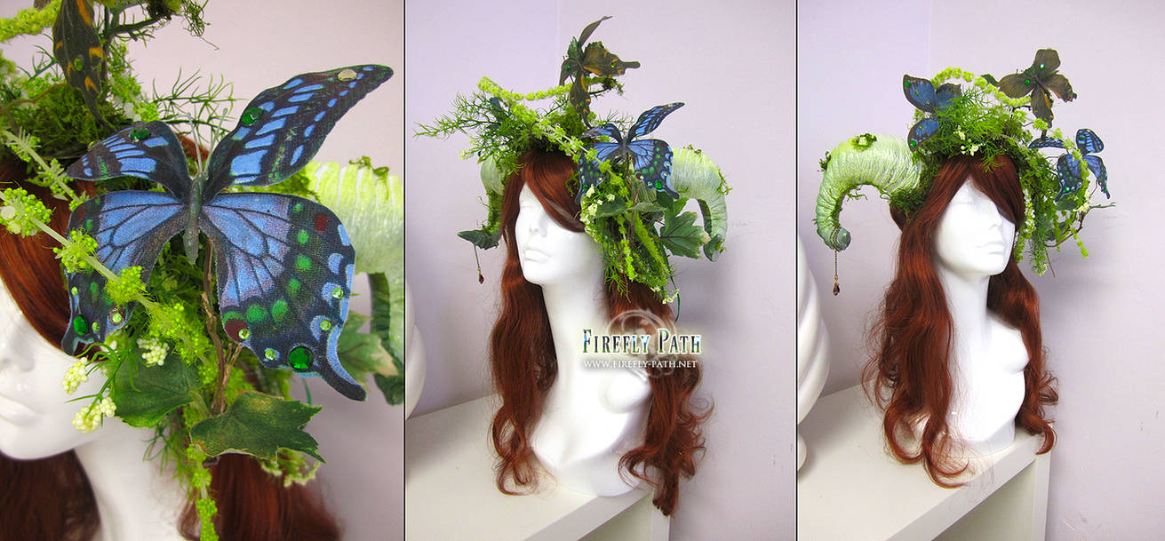 Mossy Aries Headdress by Firefly-Path