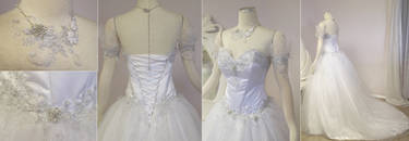 White and Silver Wedding Gown