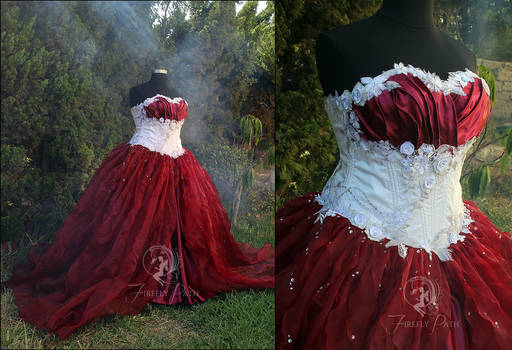 Snow White and Red Wine Bridal Gown