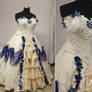 Cream and Royal Blue Bridal Gown