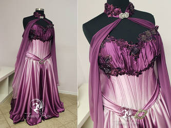 Petal Pink and Plum Elven Bridal Gown