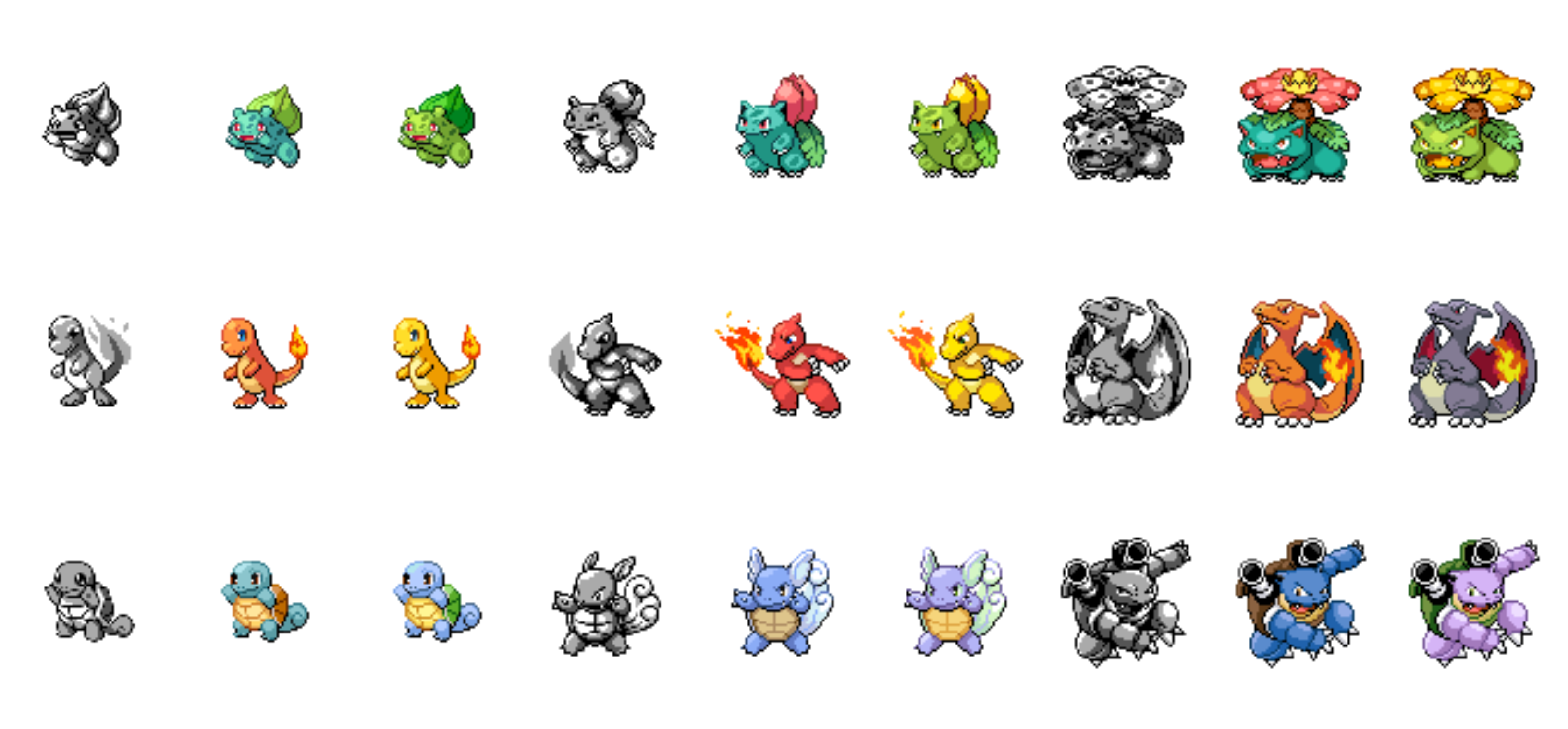 Gen 1 starter pokemon squirtle pixel art