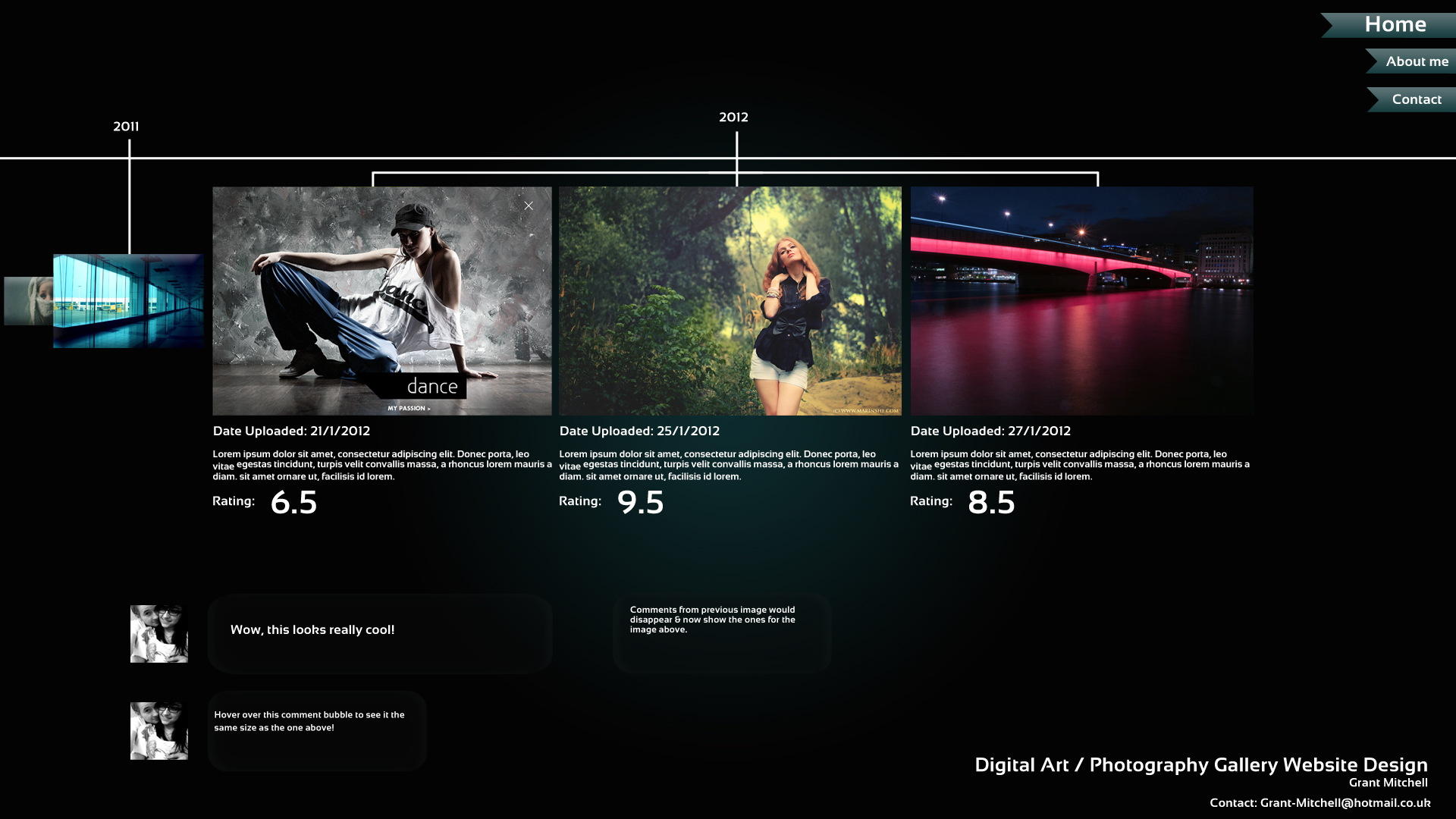 Artist/Photographer Timeline Concept Web Design