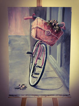 Acrylic painting:There are nine million bicycles..